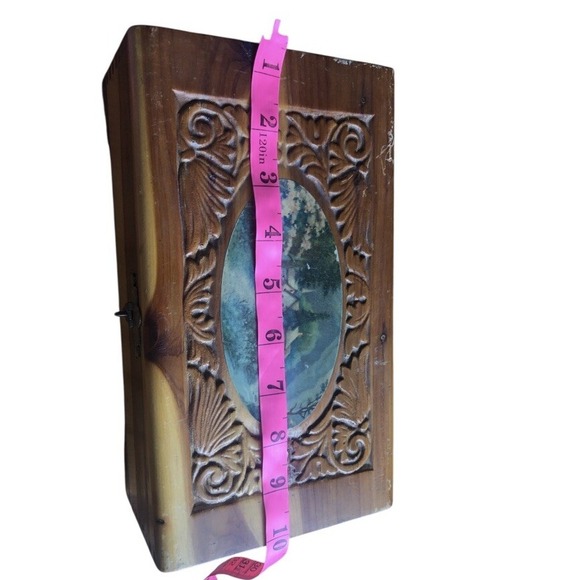 Vintage Redwood Box‎ w/ Mountain Wilderness Scene - Picture 4 of 5